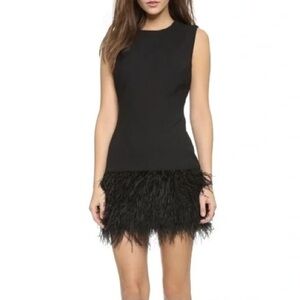 Elizabeth and James Black Mini Dress with Ostrich Feather Hem